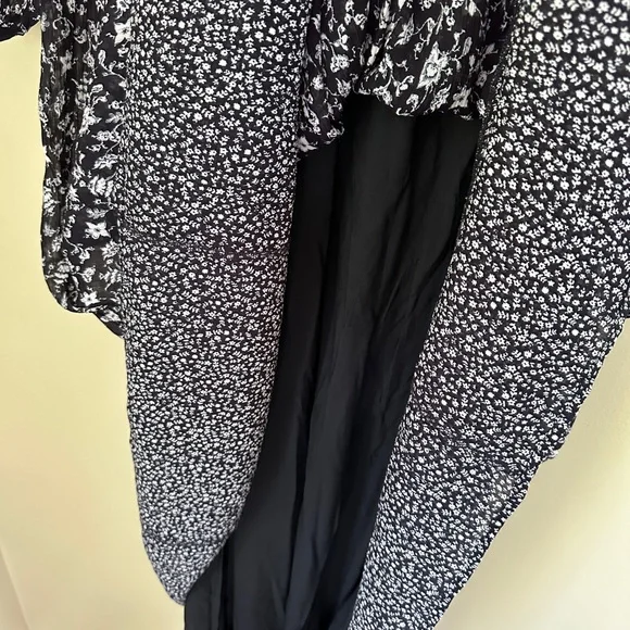 Sézane Dress Noreen Floral Tiered Cottagecore Maxi Dress Black White 34 - Picture 11 of 12